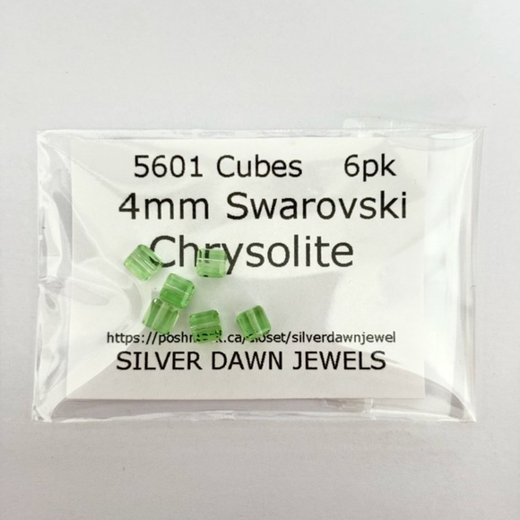As Low as $2 4mm Chrysolite Authentic Swarovski Crystal Cubes 5601 6Pcs - Picture 2 of 3